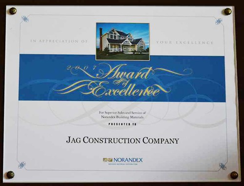 Award JAG Construction Norandex Building Materials