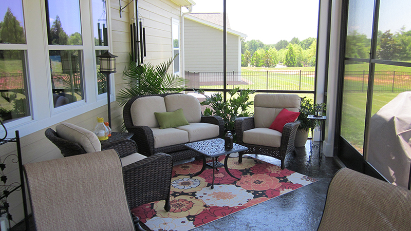 Interior of New Screen Porch in Charlotte