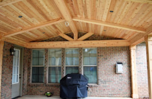 Covered Porch Ceiling before fans and stain.